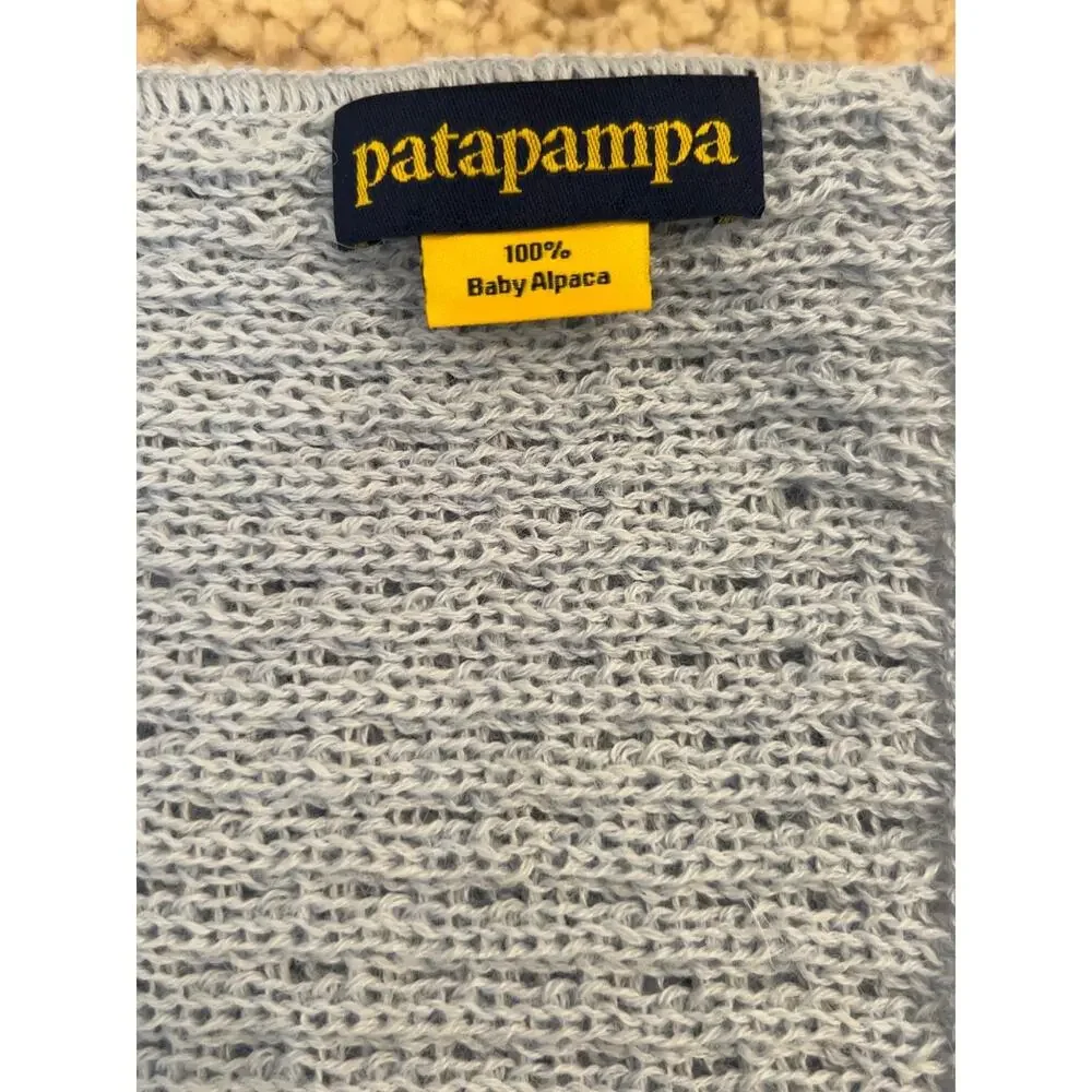 Patapampa 100% Baby Alpaca Infinity Scarf Light Blue Luxury Knit Loop Scarf